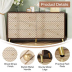 6-Drawer Dresser with Metal Legs, Brown / White, 1-Person Assembly