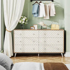 6-Drawer Dresser with Metal Legs, Brown / White, 1-Person Assembly