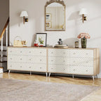 6-Drawer Dresser with Metal Legs, Brown / White, 1-Person Assembly