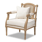 Ivory French Provincial Upholstered Armchair, Single Seat