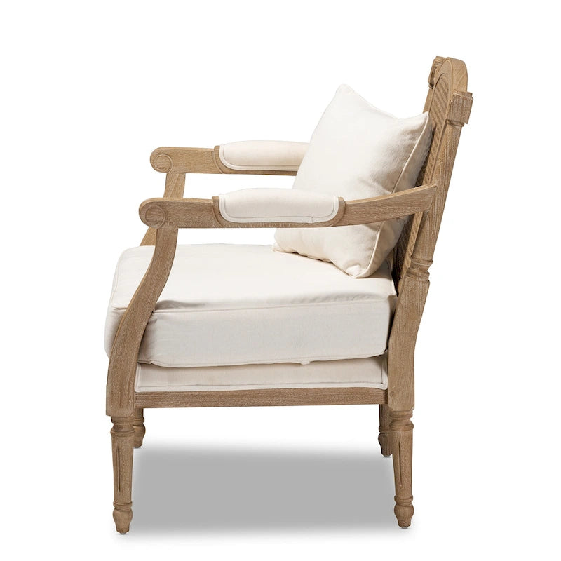 Ivory French Provincial Upholstered Armchair, Single Seat