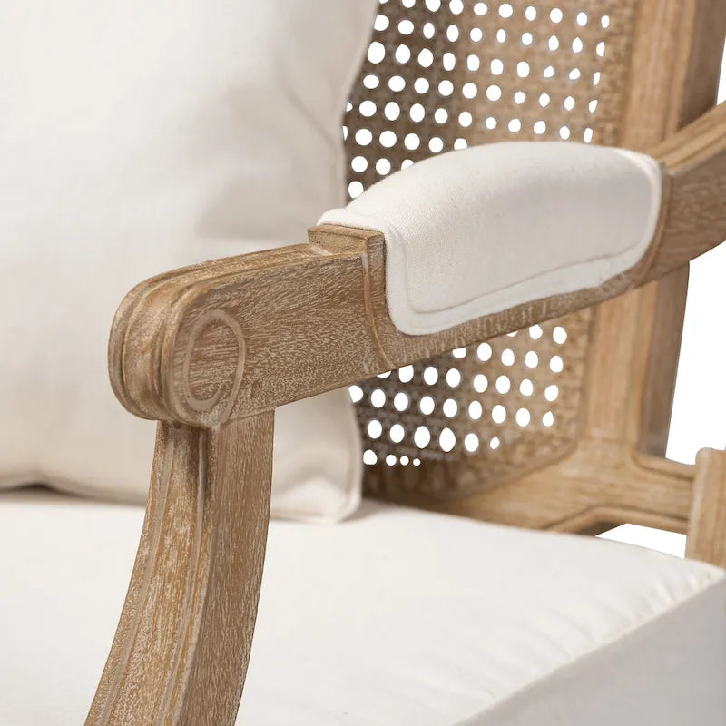 Ivory French Provincial Upholstered Armchair, Single Seat