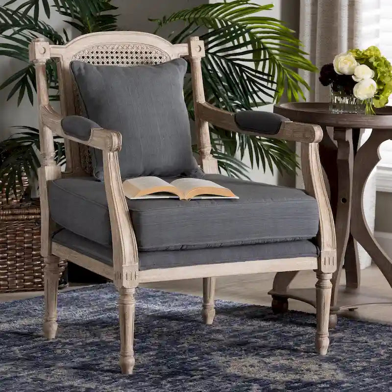 Ivory French Provincial Upholstered Armchair, Single Seat