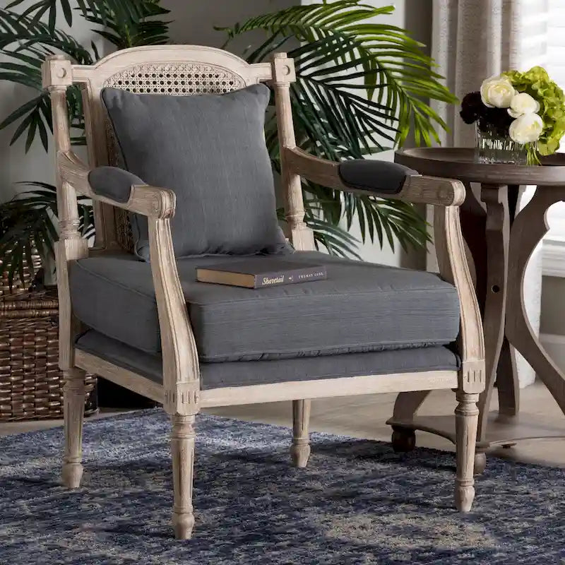 Ivory French Provincial Upholstered Armchair, Single Seat