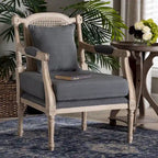 Ivory French Provincial Upholstered Armchair, Single Seat