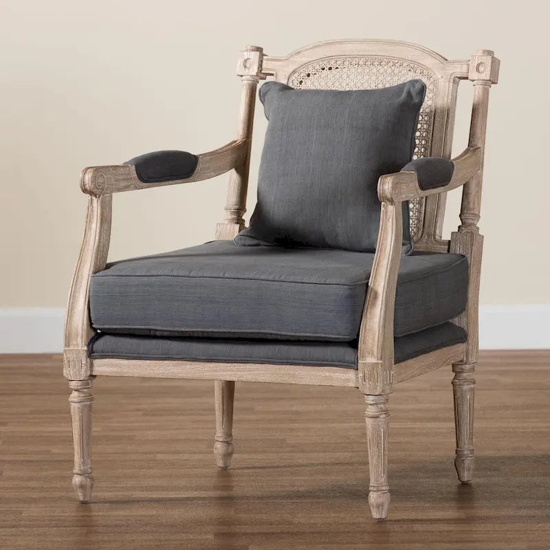 Ivory French Provincial Upholstered Armchair, Single Seat