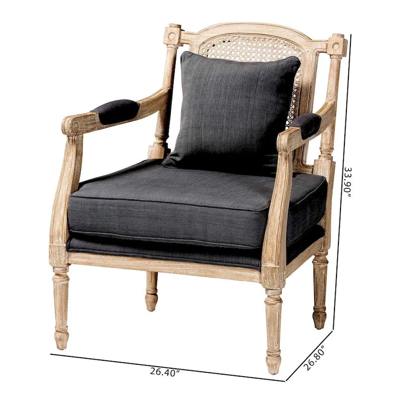 Ivory French Provincial Upholstered Armchair, Single Seat