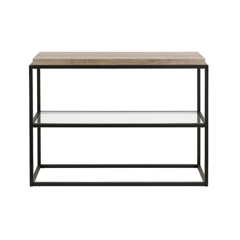 Blackened Bronze Console Table, Steel & Glass, 1-Person Assembly