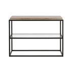 Blackened Bronze Console Table, Steel & Glass, 1-Person Assembly