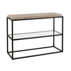 Blackened Bronze Console Table, Steel & Glass, 1-Person Assembly