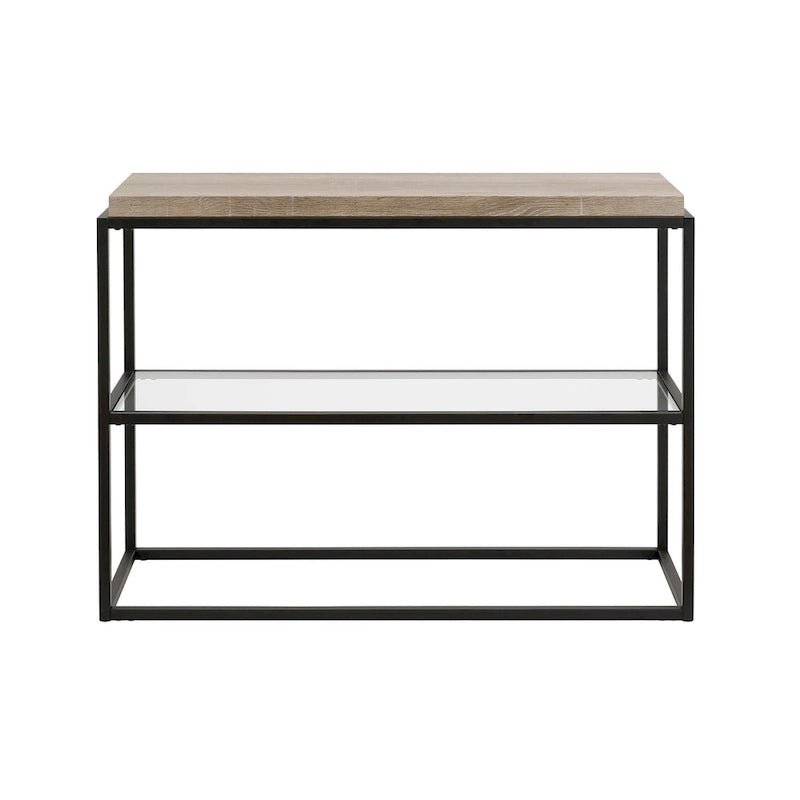 Blackened Bronze Console Table, Steel & Glass, 1-Person Assembly