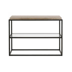 Blackened Bronze Console Table, Steel & Glass, 1-Person Assembly