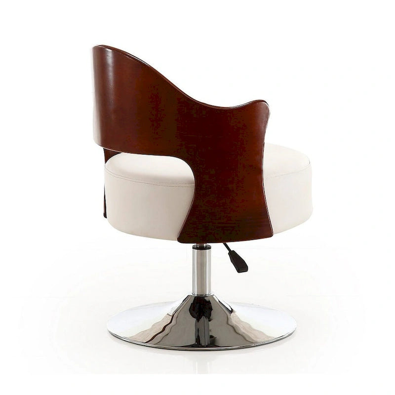 White Faux Leather Half-Moon Swivel Accent Chair, Set of 2