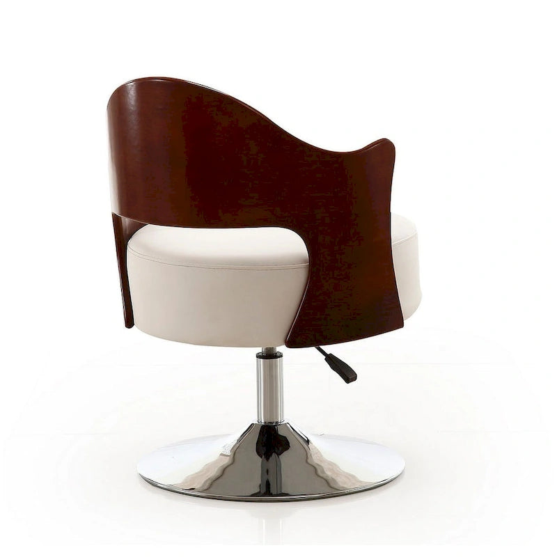 White Faux Leather Half-Moon Swivel Accent Chair, Set of 2