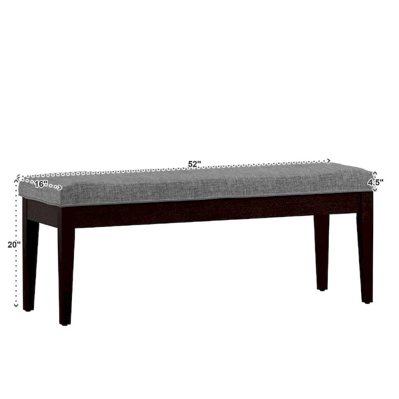 Banco tapizado sin respaldo, 1 asiento | Lino Marrón / Lino Beige / Lino Gris Oscuro / Lino Gris | Estructura de madera Espresso