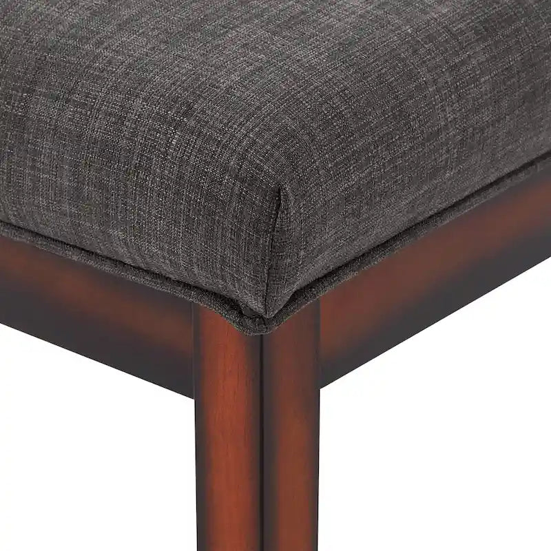 Banco tapizado sin respaldo, 1 asiento | Lino Marrón / Lino Beige / Lino Gris Oscuro / Lino Gris | Estructura de madera Espresso