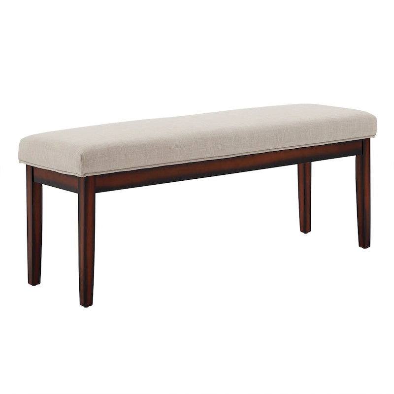 Banco tapizado sin respaldo, 1 asiento | Lino Marrón / Lino Beige / Lino Gris Oscuro / Lino Gris | Estructura de madera Espresso