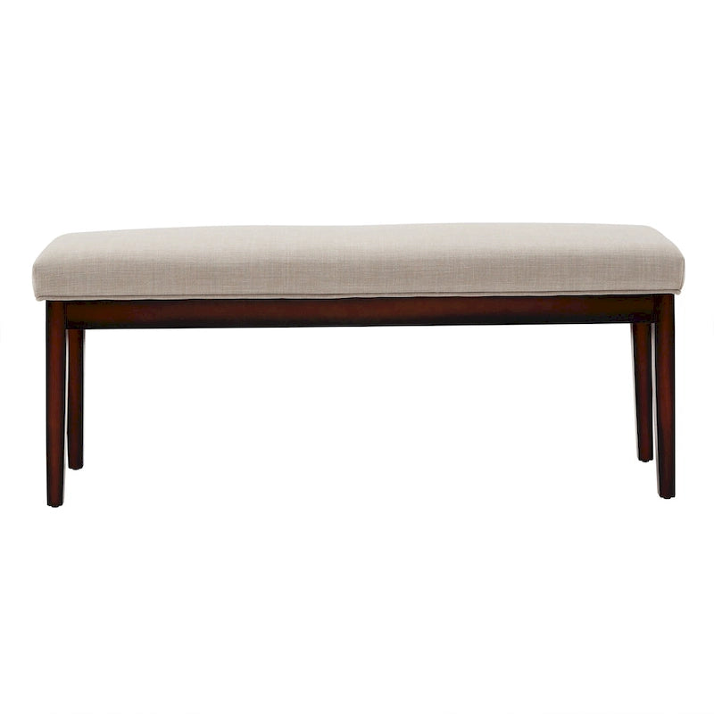 Banco tapizado sin respaldo, 1 asiento | Lino Marrón / Lino Beige / Lino Gris Oscuro / Lino Gris | Estructura de madera Espresso