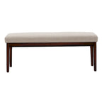 Banco tapizado sin respaldo, 1 asiento | Lino Marrón / Lino Beige / Lino Gris Oscuro / Lino Gris | Estructura de madera Espresso
