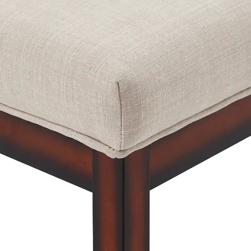 Banco tapizado sin respaldo, 1 asiento | Lino Marrón / Lino Beige / Lino Gris Oscuro / Lino Gris | Estructura de madera Espresso
