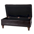 Brown Tufted Faux Leather Storage Bench, 1-Person