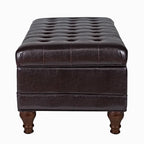 Brown Tufted Faux Leather Storage Bench, 1-Person