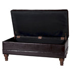 Brown Tufted Faux Leather Storage Bench, 1-Person