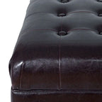 Brown Tufted Faux Leather Storage Bench, 1-Person