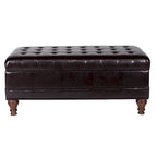 Brown Tufted Faux Leather Storage Bench, 1-Person