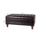 Brown Tufted Faux Leather Storage Bench, 1-Person