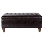 Brown Tufted Faux Leather Storage Bench, 1-Person