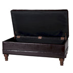 Brown Tufted Faux Leather Storage Bench, 1-Person