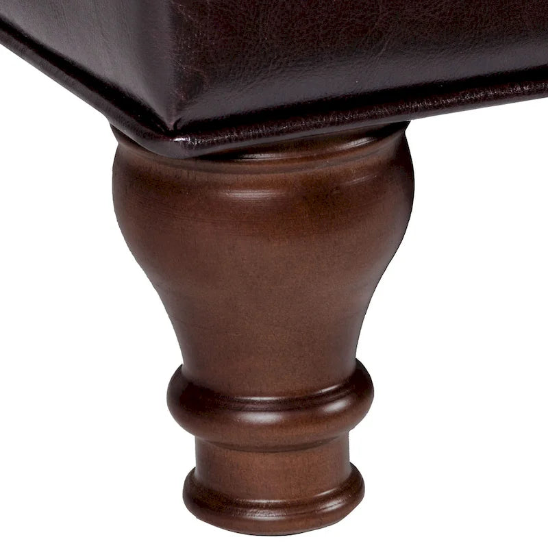 Brown Tufted Faux Leather Storage Bench, 1-Person