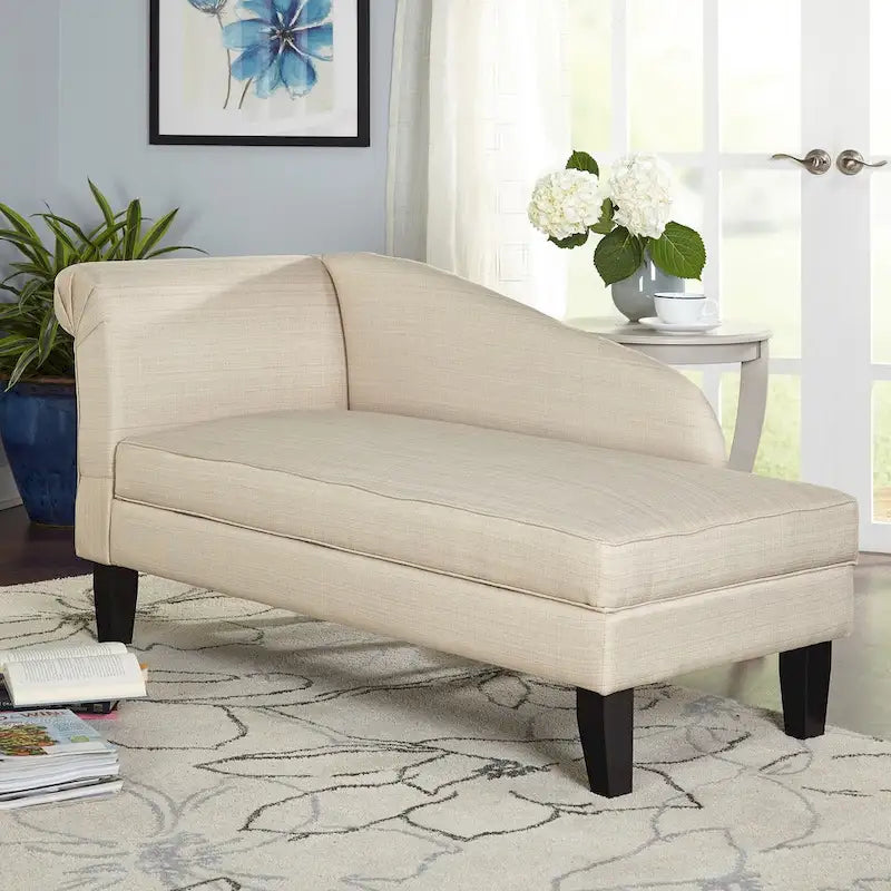 Beige/Blue/Grey/Orange/Burgundy Chaise Lounge with Hidden Storage, 1-Person