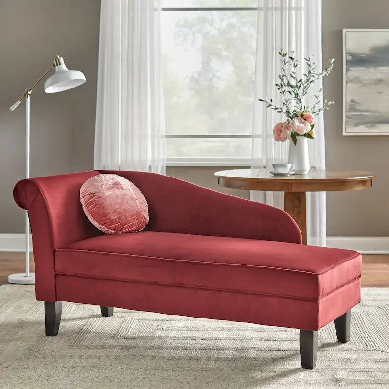 Beige/Blue/Grey/Orange/Burgundy Chaise Lounge with Hidden Storage, 1-Person