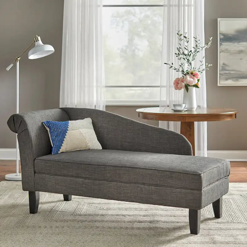 Beige/Blue/Grey/Orange/Burgundy Chaise Lounge with Hidden Storage, 1-Person