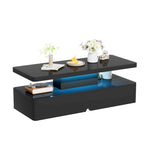 Mesa de centro LED moderna blanca y negra, doble capa, para 1 hogar