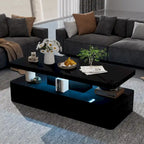 Mesa de centro LED moderna blanca y negra, doble capa, para 1 hogar