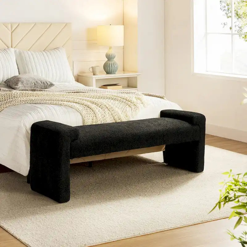 Grey / Black / Sage / Yellow / Ivory Upholstered Accent Bench, Single Seat