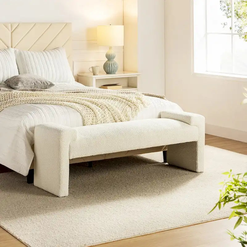 Grey / Black / Sage / Yellow / Ivory Upholstered Accent Bench, Single Seat