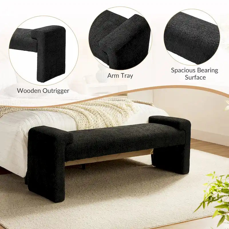 Grey / Black / Sage / Yellow / Ivory Upholstered Accent Bench, Single Seat