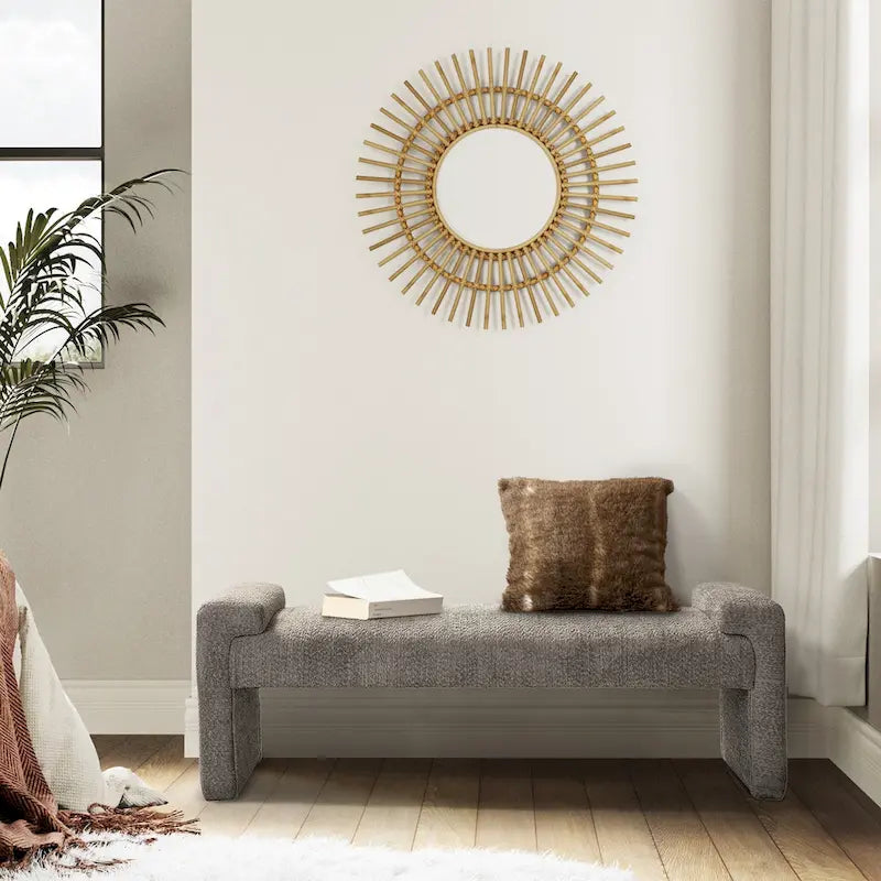 Banco decorativo tapizado de un asiento en gris, negro, salvia, amarillo o marfil