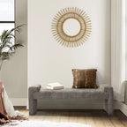Banco decorativo tapizado de un asiento en gris, negro, salvia, amarillo o marfil