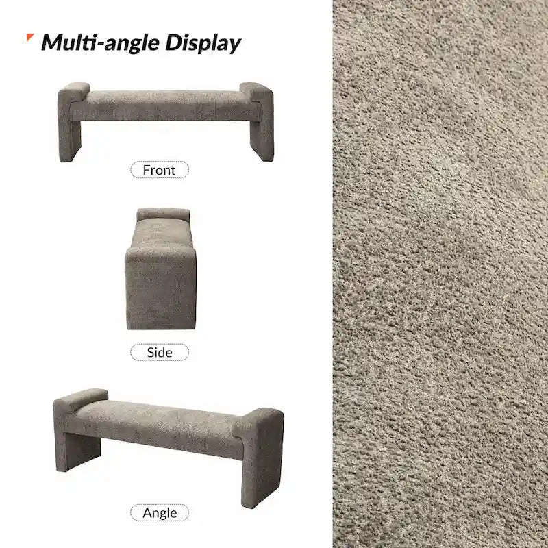 Banco decorativo tapizado de un asiento en gris, negro, salvia, amarillo o marfil