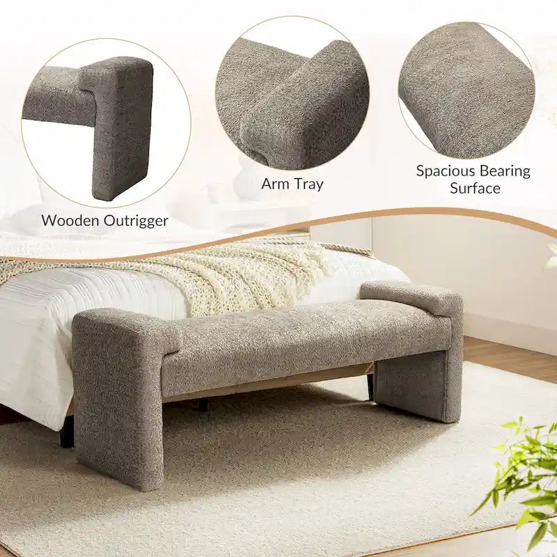 Banco decorativo tapizado de un asiento en gris, negro, salvia, amarillo o marfil