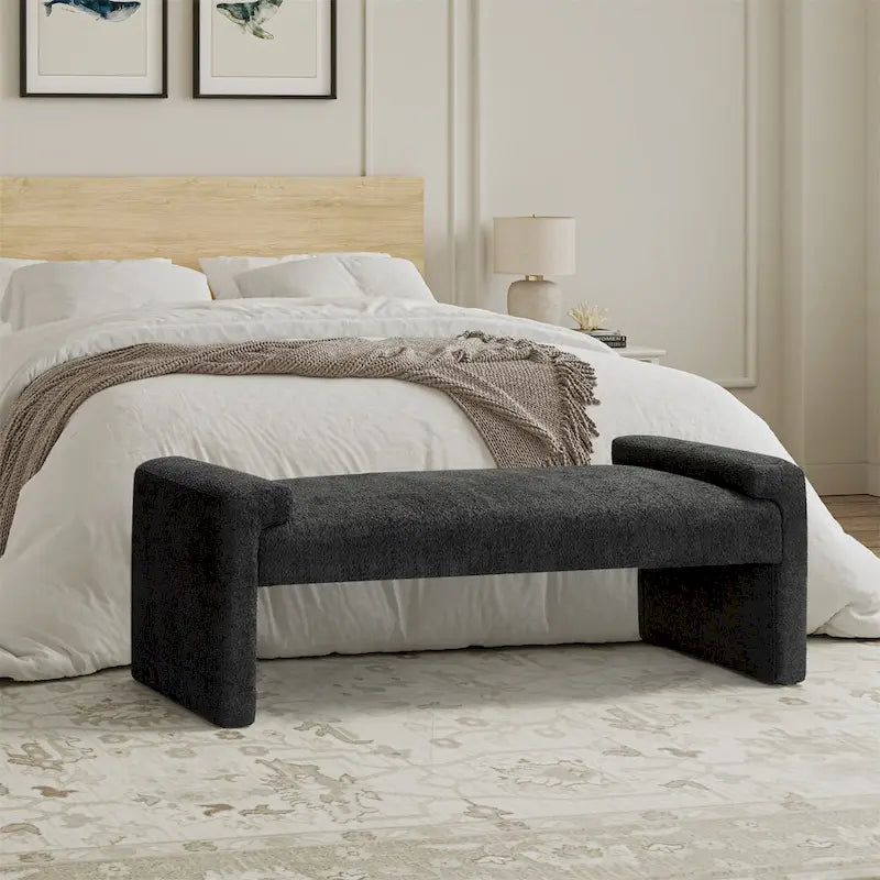 Banco decorativo tapizado de un asiento en gris, negro, salvia, amarillo o marfil