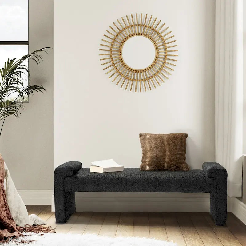 Banco decorativo tapizado de un asiento en gris, negro, salvia, amarillo o marfil