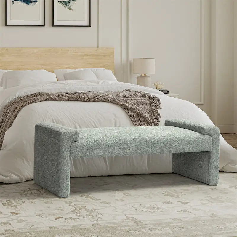 Banco decorativo tapizado de un asiento en gris, negro, salvia, amarillo o marfil