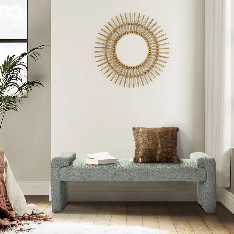 Banco decorativo tapizado de un asiento en gris, negro, salvia, amarillo o marfil