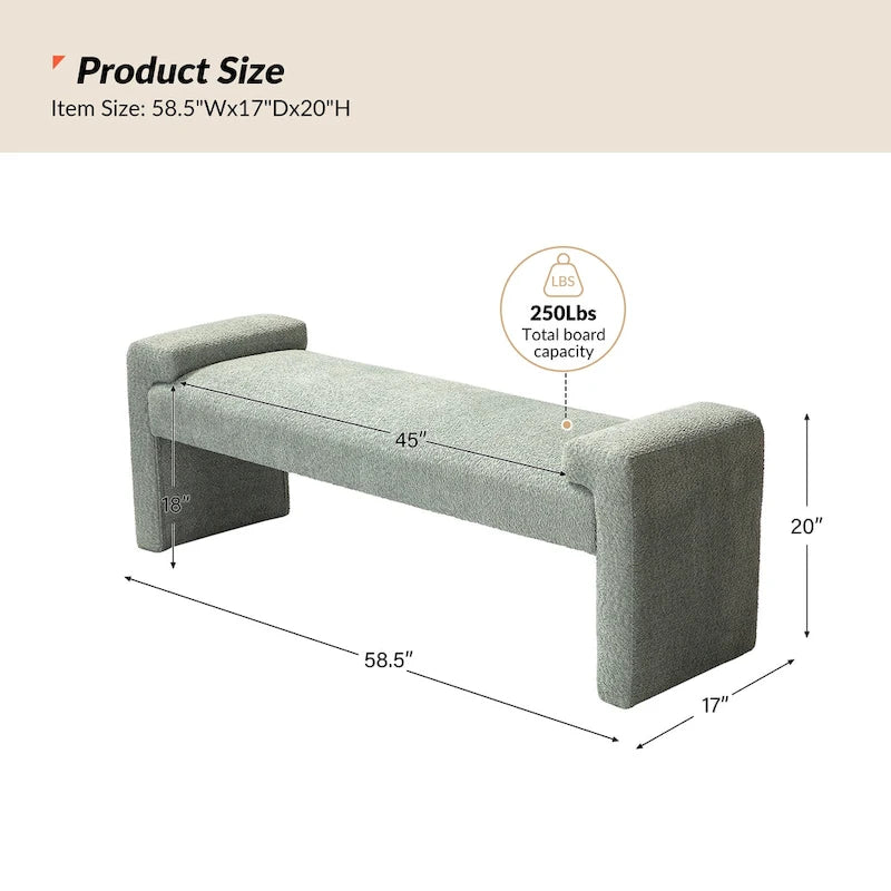 Banco decorativo tapizado de un asiento en gris, negro, salvia, amarillo o marfil